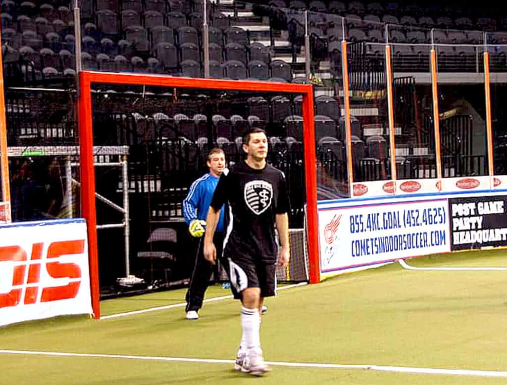 Indoor Soccer is played on a walled field with turf